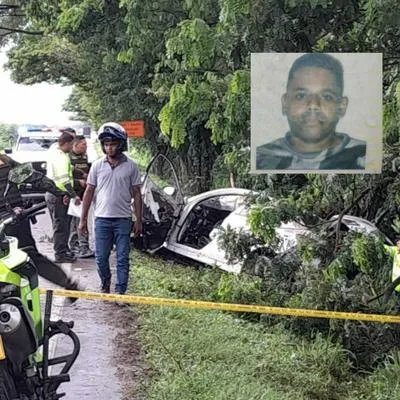 Policía murió en aparatoso accidente contra árbol en carretera del Cesar