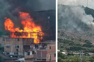 Incendio en Antioquia. En relación con casas afectadas y heridos.