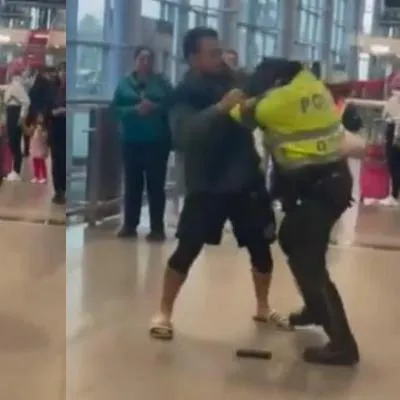 Agresion a policia en el aeropuerto El Dorado: capturaron al canadiense