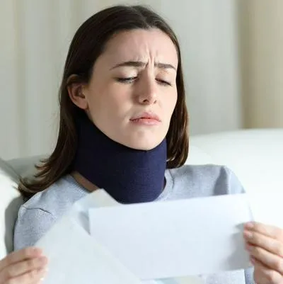 Mujer preocupada por la declaración de renta, a propósito de la multa que hay si la hace mal o tarde