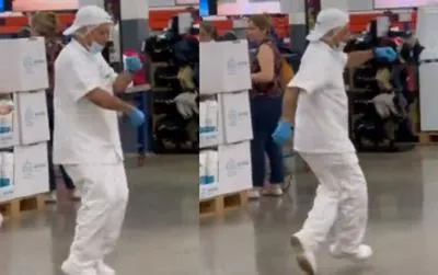 Capturas de video de panadero bailando en Pricesmart de Barranquilla