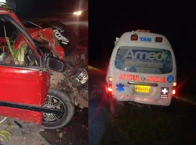 Choque contra ambulancia deja tres heridos en Aguas Blancas, Cesar