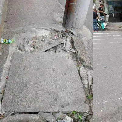 Ibagué hoy: una mujer se dio un totazo por un andén en mal estado y se lesionó.