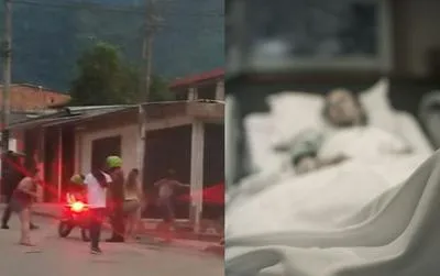 Captura de video de riña en Ibagué y mujer en el hospital.