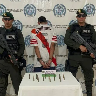 Policía capturó a joven de 22 años con 15 cartuchos de rifle en Valledupar.