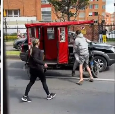 Bogotá: bicitaxi rayó carro, se iba volar y se fue a golpes con conductor armado