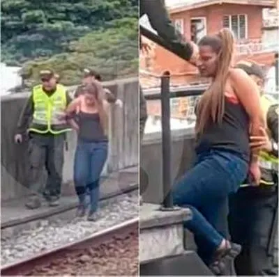 Mujer camina por vía del metro de Medellín y causó retrasos en el sistema
