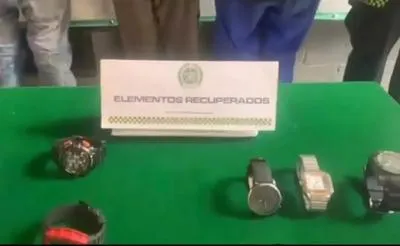 Relojes robados y recuperados en Bogotá.