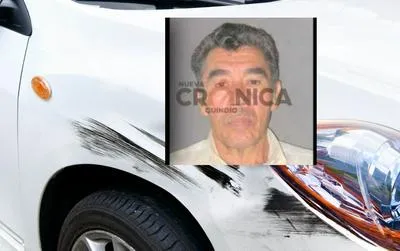 Carro de accidente y Luis Octavio Estrada Ríos, la víctima mortal.