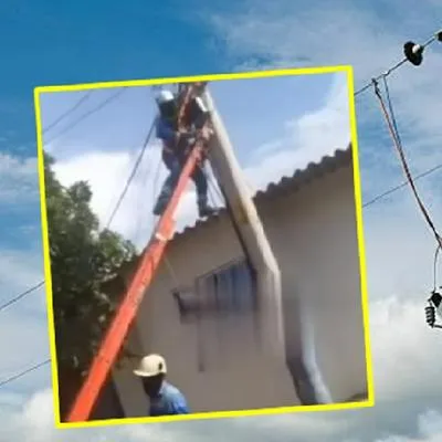 Usuario de Air-e se pasó de voltaje y tiró pedrada a operario que trabajaba en poste.