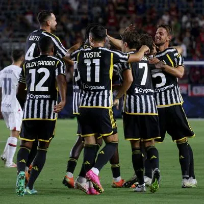 Juventus en un partido amistoso contra el Milan en California. El cuadro de Turín no podrá jugar la Conference League por orden de la Uefa