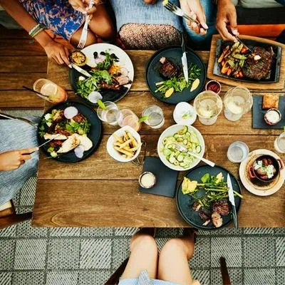 Comida familiar, foto de stock.