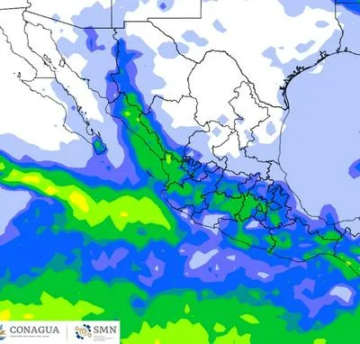 Pronóstico de lluvias del SMN en México para el domingo 6 de agosto.
