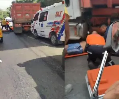 Capturas de video de accidente en Cali en el que ciclista sobrevivió.