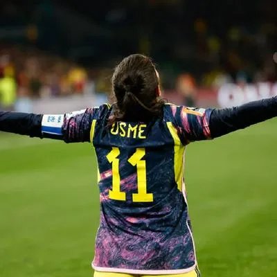 MELBOURNE, VICTORIA, AUSTRALIA - 2023/08/08: Catalina Usme of Colombia celebrates after scoring a goal during the FIFA Women's World Cup Australia & New Zealand 2023 Round of 16 match between Colombia and Jamaica at Melbourne Rectangular Stadium. Columbia won the match 1-0. (Photo by George Hitchens/SOPA Images/LightRocket via Getty Images)