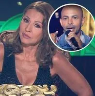 Fotos de Amparo Grisales e imitador de Eros Ramazzotti, en nota de que la jurado en Yo me llamo (Caracol) se asustó por curiosa sorpresa.
