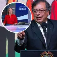 Fotos de Gustavo Petro y de Noticias Caracol, en nota de que el presidente respondió duro a Flip tras alerta por críticas al noticiero.