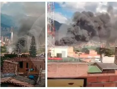 Atención: incendio de grandes proporciones consume una bodega en el barrio Caribe de Medellín