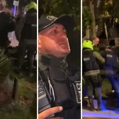 Un nuevo caso de abuso de autoridad se presentó en Bogotá: policía golpeó a joven y empujó duro a adulto mayor que intervino para defenderlo.