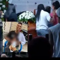 Jorelyn Carabalí en el funeral de su hermano Andrés, asesinado en Cali.