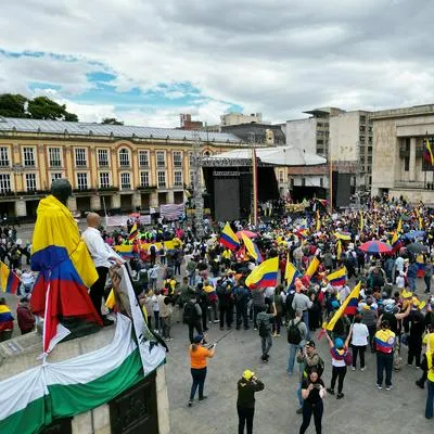 Concentración en Plaza de Bolívar de Bogotá el 16 de agosto de 2023.