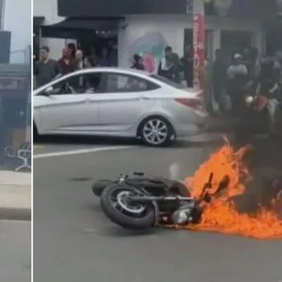 Comunidad en Engativá les quemó la moto a ladrones que habrían robado un celular.