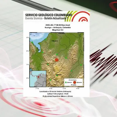 Atención: en la mañana de este jueves 17 de agosto, en el departamento de Antioquia, se registró un temblor de magnitud 4,0.