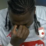 Hugo Rodallega, delantero de Independiente Santa Fe que anotó gol en el 2-2 ante Unión Magdalena, salió de ese partido en medio de lágrimas