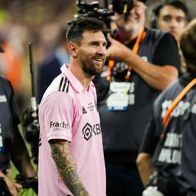 Lionel Messi celebrando el título de la Leagues Cup con Inter Miami, quiere llegar a la final de la US Open Cup.