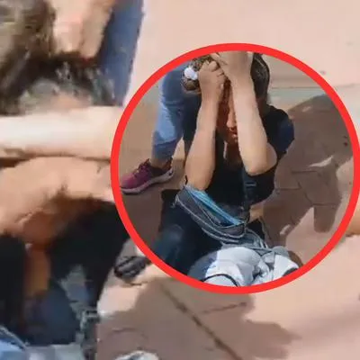 Capturas de video de mujer golpeada por ser ladrona en Bogotá.