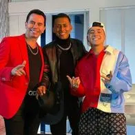 Sebastián Ayala, Jhonny Rivera y Andy Rivera durante la grabación de 'Mi decisión'.