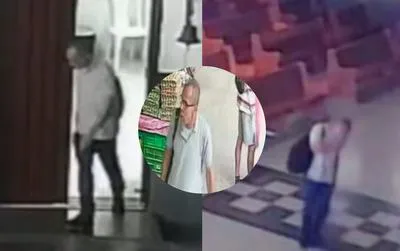 Capturas de video de ladrón que se robó celular de una iglesia y salió agradeciéndole a Dios.