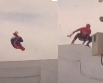 ¡Pasa en 'Locombia'! Hombre disfrazado de Spiderman hizo piruetas en la cúpula de una iglesia 