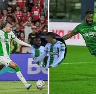 Encontronazo que protagonizaron Álvaro Angulo y Nelson Deossa de Atlético Nacional