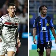 James Rodríguez y Juan Guillermo Cuadrado, dos de los convocados a la Selección Colombia que jugarán este fin de semana.