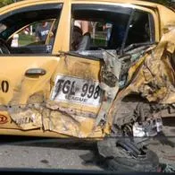 ¡Angustia tras accidente en Ibagué! Taxista quedó atrapado entre las latas, al ser arrollado.