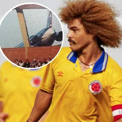 Fotos de Pibe Valderrama y de , un MD 88 de Aerolíneas Argentinas, en nota de que el 5-0 de Colombia a Argentina tuvo avión que casi choca en el estadio: qué pasó