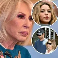 Fotos de Laura Bozzo, de Shakira y de Gerard Piqué con Clara Chía, en nota de que la presentadora usó a la colombiana para atacar a los españoles por vacaciones.