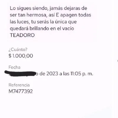 Mujer bloqueó a ex y él le manda dinero por Nequi con mensajes pidiendo perdón