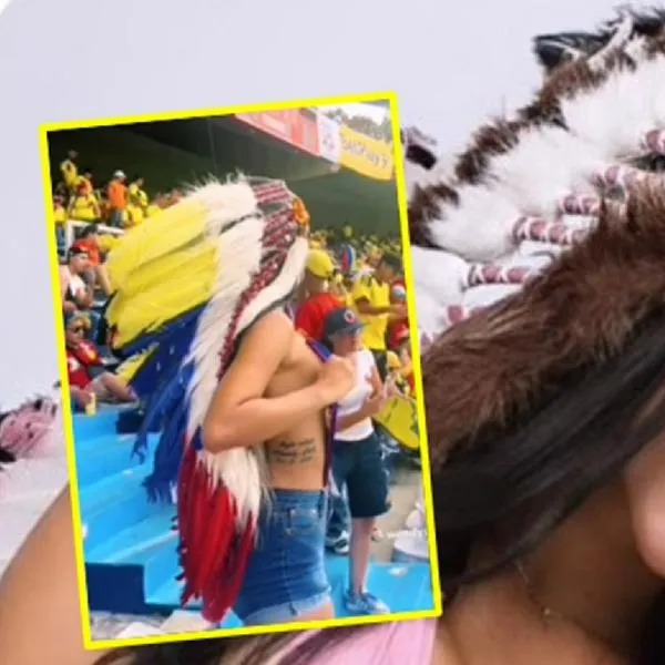 Qué significado tienen plumas indígenas de mujer que se robó el 'show' en partido de Colombia.