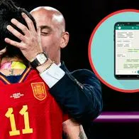 Luis Rubiales insiste en su inocencia y mostró una conversación que tuvo con alguien del staff sobre el beso a Jenni Hermoso, de España.