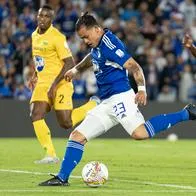 Leonardo Castro marca uno de los goles de Millonarios a Bucaramanga, en el cierre de la fecha 11 de la Liga BetPlay.