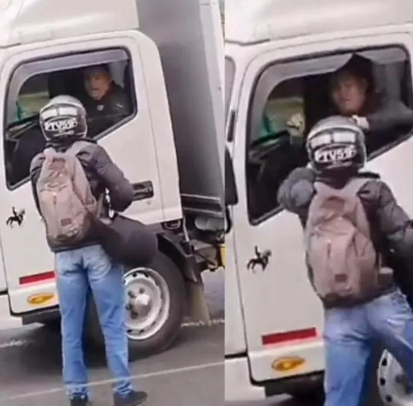 Motociclista le lanzó puñaladas a conductor de camión en plena calle: 'lo cogió' desprevenido