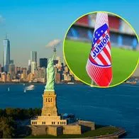 Junioristas sacan pecho por camión que merodea por Nueva York con escudo del 'tiburón'.