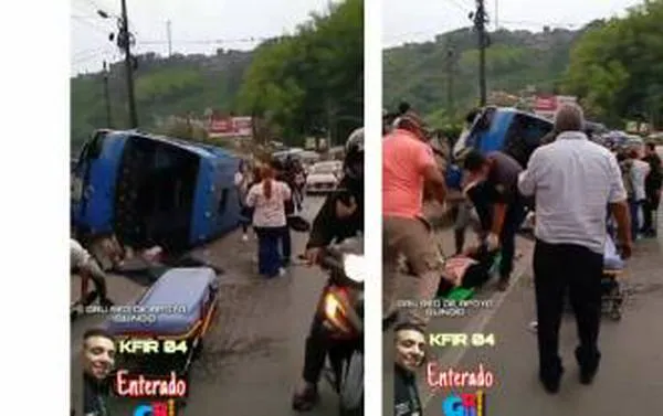 Bus intermunicipal en vía de Armenia se quedó sin frenos y se volcó