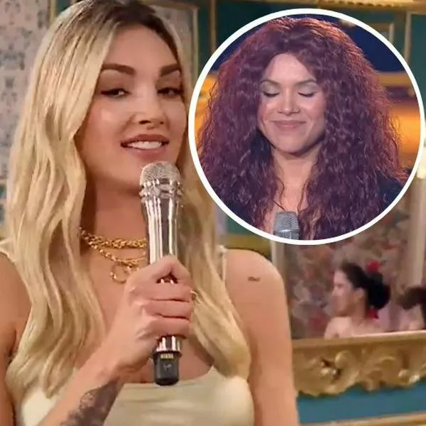 Foto de Melina Ramírez y doble de Shakira, en nota de que en Yo me llamo (Caracol), la presentadora a la concursante la llevó a confesar su romance.