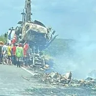 ¡Tremendo susto! se incendió una mula en la vía Ciénaga  - Barranquilla