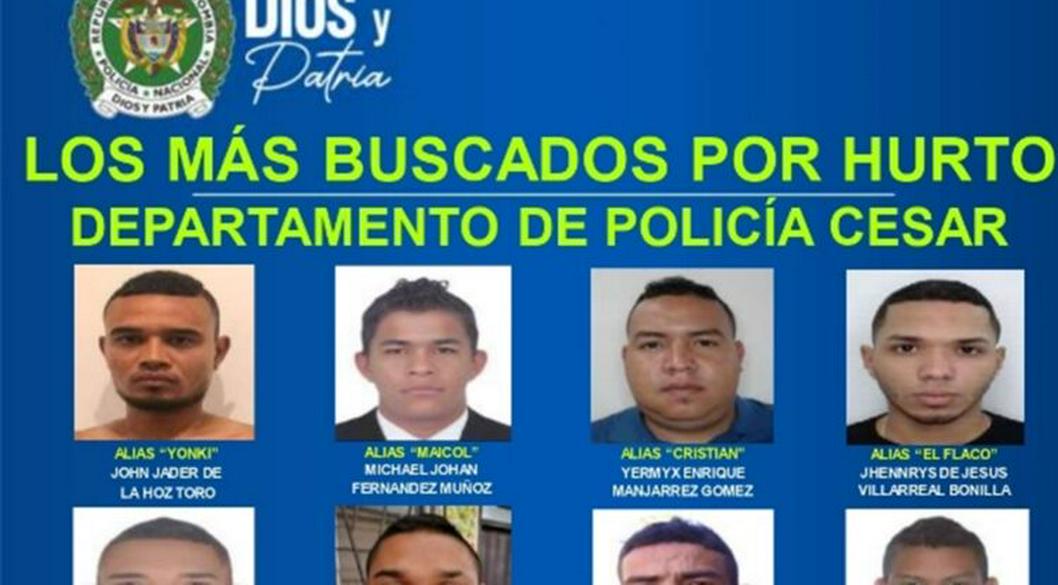 Policía de Cesar dio a conocer el cartel de las personas más buscadas en esa zona de Colombia. Autoridades ofrecen $ 5 millones por información.