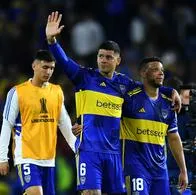 Frank Fabra (izquierda), salió lesionado del partido semifinal de Copa Libertadores entre Boca Juniors y Palmeiras