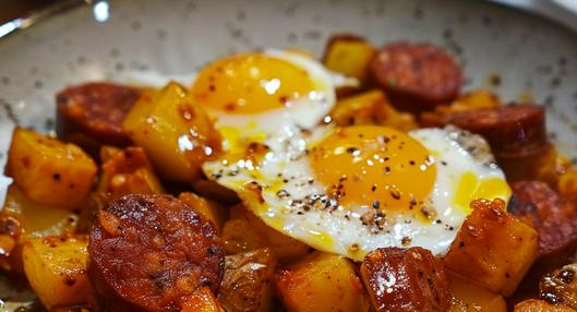 Receta paso a paso de cómo hacer chorizos con papas y huevos en casa. Encuentre los ingredientes completos para que estén listos en 20 minutos.